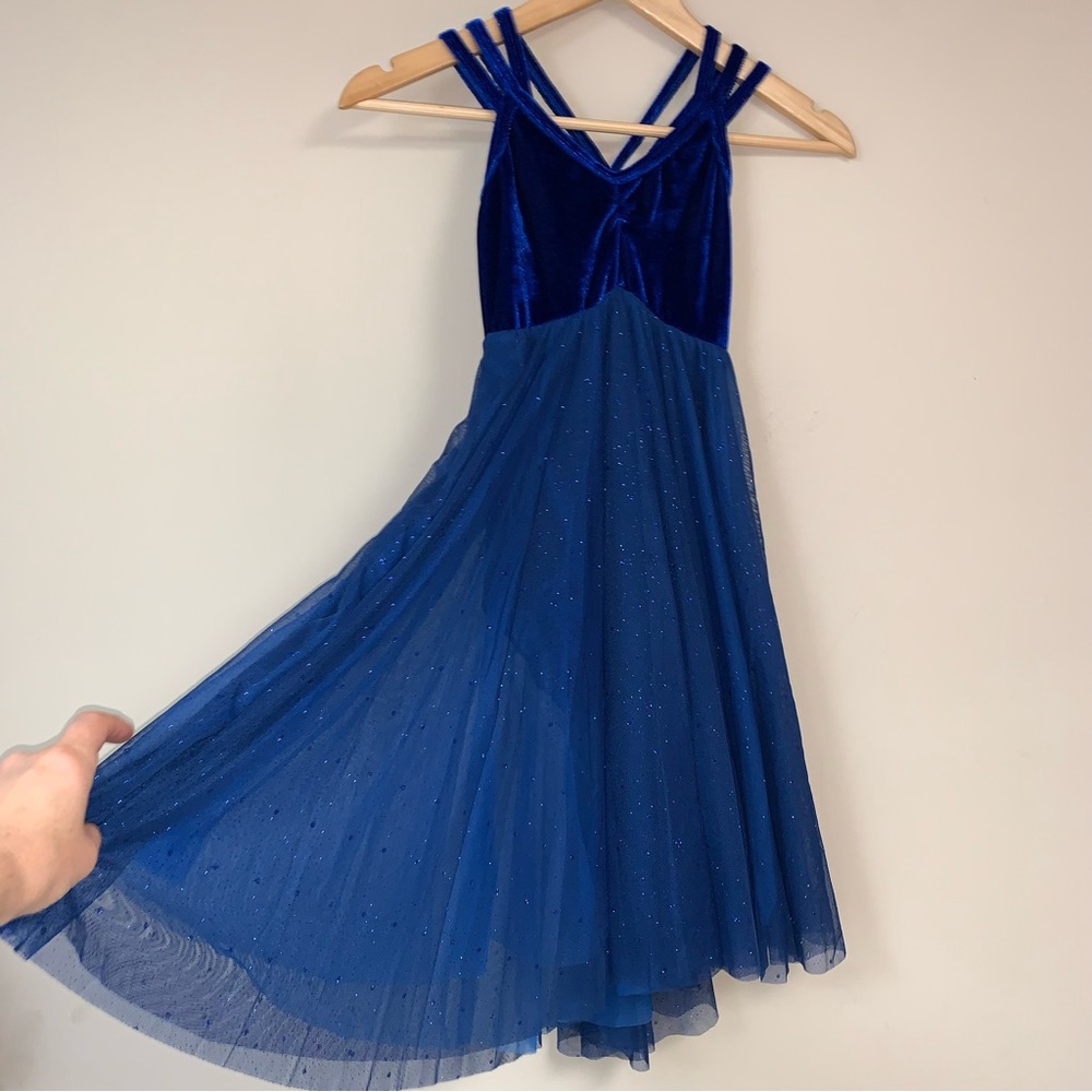 REVOLIUTION Dance Costume Girl Large Ballet Blue Velvet Tulle Tutu Lyrical Skate